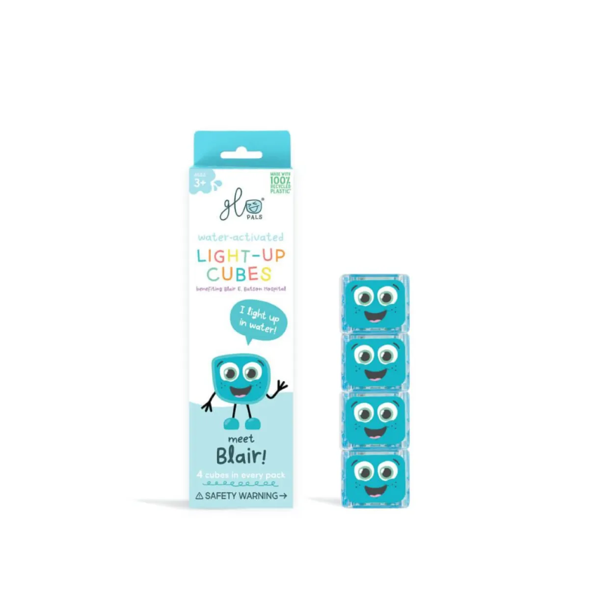 Glo Pals Badspeelgoed * Lichtgevend Kubussen Blair Blue 4 stuks Blauw