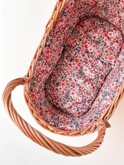 Hollie Houten Speelgoed|Overig * Rieten Poppenwagen Met Kap Retro Flowers Naturel
