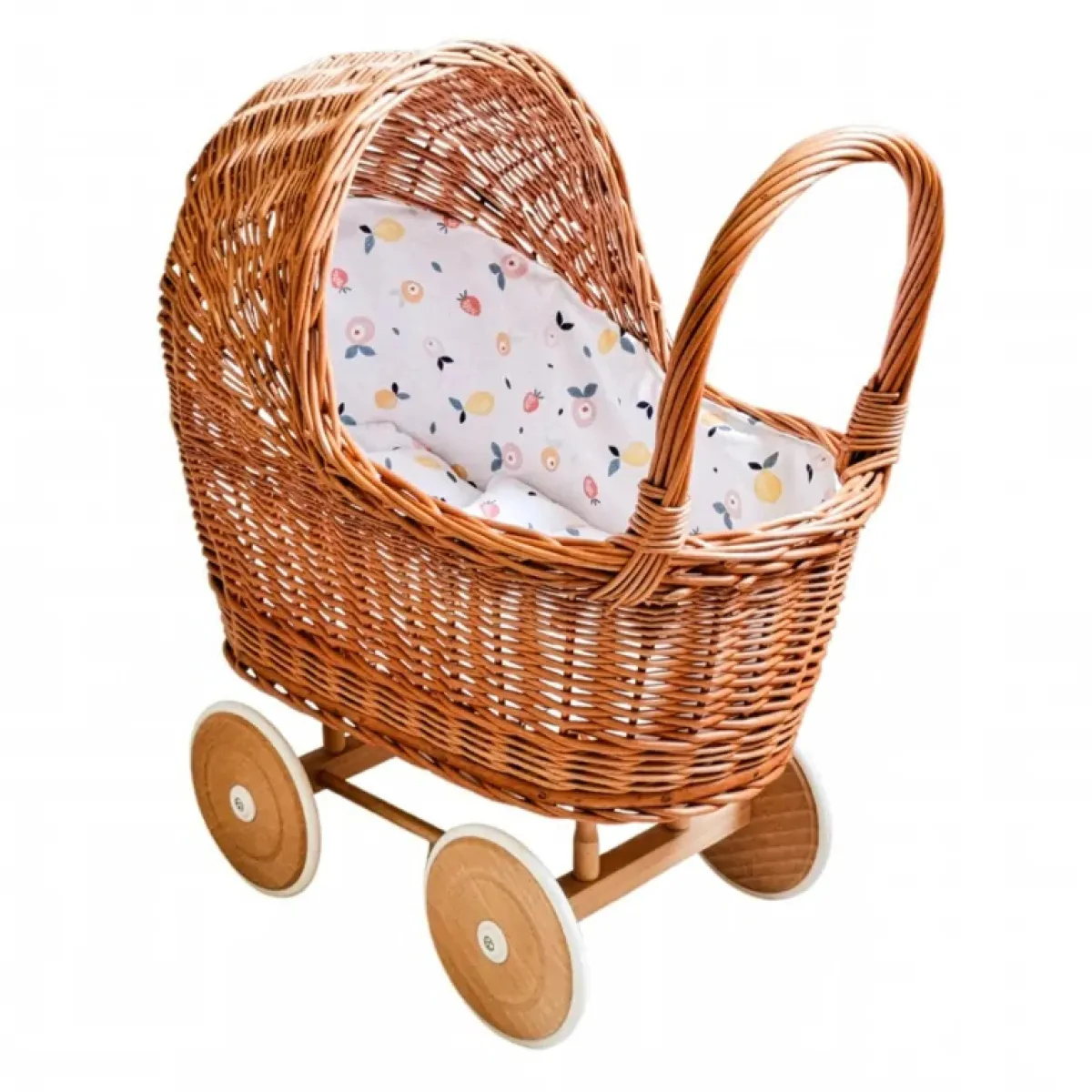 Hollie Houten Speelgoed|Overig * Rieten Poppenwagen Met Kap Summer Fruit Naturel