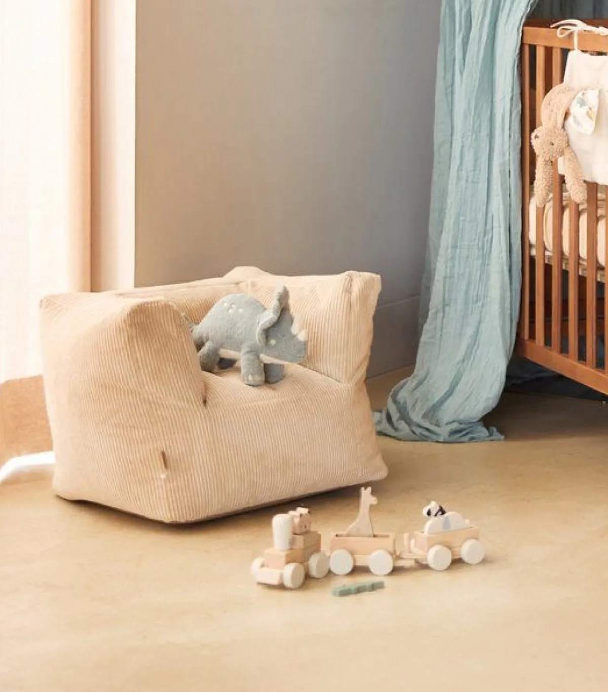Jollein Kinderfauteuils|Bedtextiel * Fauteuil Beanbag Corduroy Natural Beige