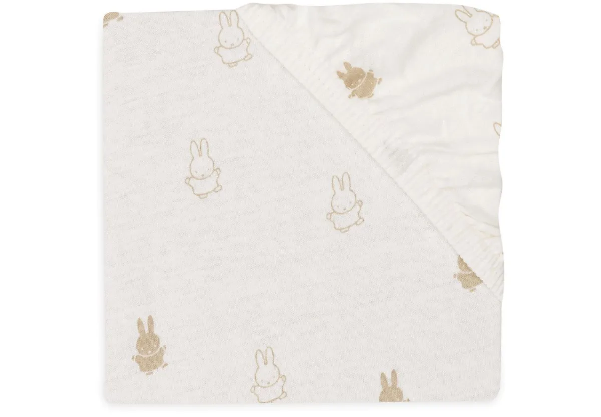 Jollein Bedtextiel * Hoeslaken Ledikant Nijntje Happy Miffy Nougat Zand