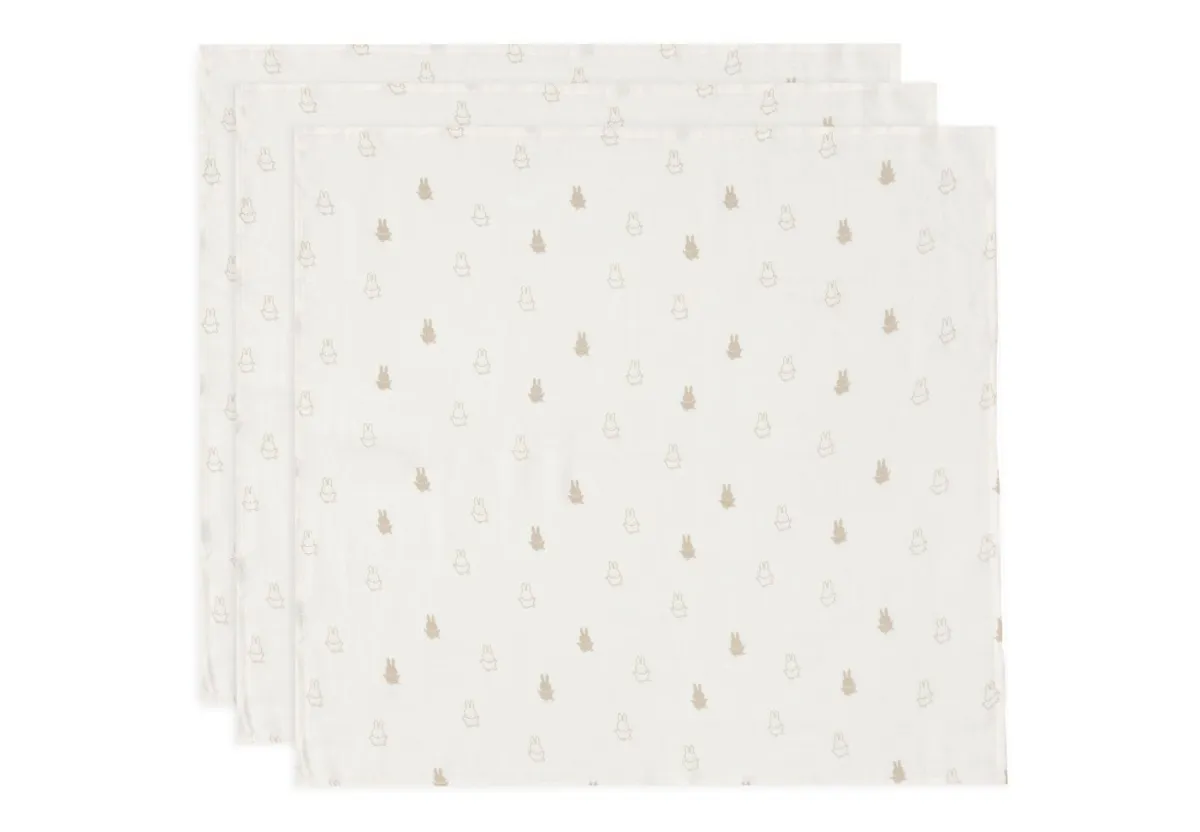 Jollein Hydrofiel Luiers * Hydrofiele Doeken Nijntje Happy Miffy Nougat 70 x 70 cm Zand