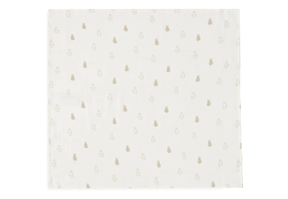 Jollein Hydrofiel Luiers * Hydrofiele Doeken Nijntje Happy Miffy Nougat 70 x 70 cm Zand
