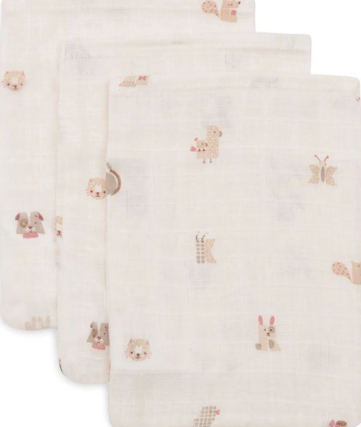 Jollein Handdoeken En Washandjes|Bedtextiel * Washandje Hydrofiel Animal Friends 3 Stuks Multicolor