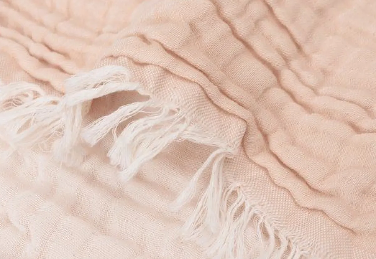 Jollein Bedtextiel * Wiegdeken Fringe Moonstone/Ivory GOTS Roze
