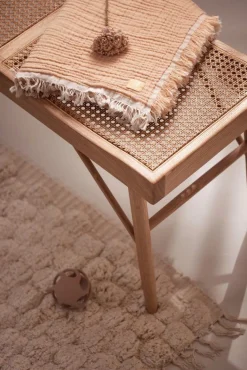 Jollein Bedtextiel * Wiegdeken Fringe Moonstone/Ivory GOTS Roze