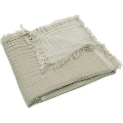 Jollein Bedtextiel * Wiegdeken Fringe Olive Green/Ivory GOTS