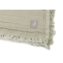 Jollein Bedtextiel * Wiegdeken Fringe Olive Green/Ivory GOTS