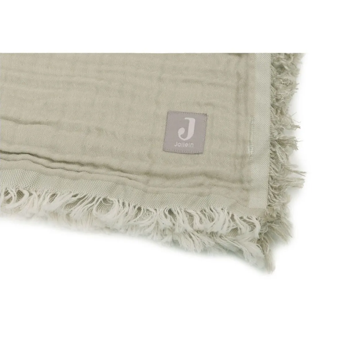 Jollein Bedtextiel * Wiegdeken Fringe Olive Green/Ivory GOTS