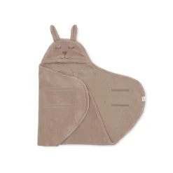 Jollein Badcapes|Bedtextiel * Wikkeldeken Bunny Cloudy Rib Milky Coffee Bruin
