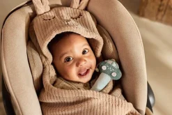Jollein Badcapes|Bedtextiel * Wikkeldeken Bunny Cloudy Rib Milky Coffee Bruin