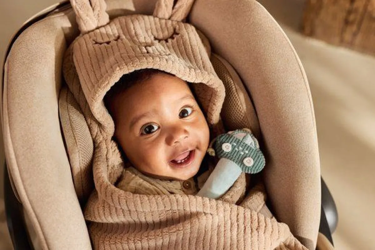 Jollein Badcapes|Bedtextiel * Wikkeldeken Bunny Cloudy Rib Milky Coffee Bruin
