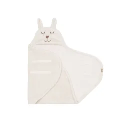 Jollein Badcapes|Bedtextiel * Wikkeldeken Bunny Cloudy Rib Oatmeal Beige
