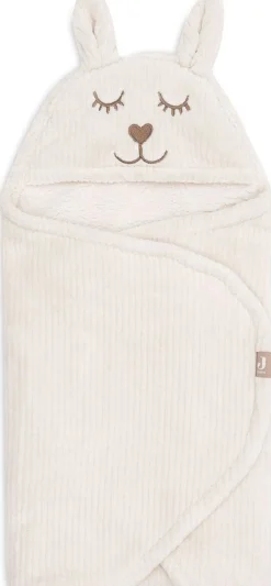 Jollein Badcapes|Bedtextiel * Wikkeldeken Bunny Cloudy Rib Oatmeal Beige