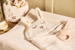 Jollein Badcapes|Bedtextiel * Wikkeldeken Bunny Cloudy Rib Oatmeal Beige