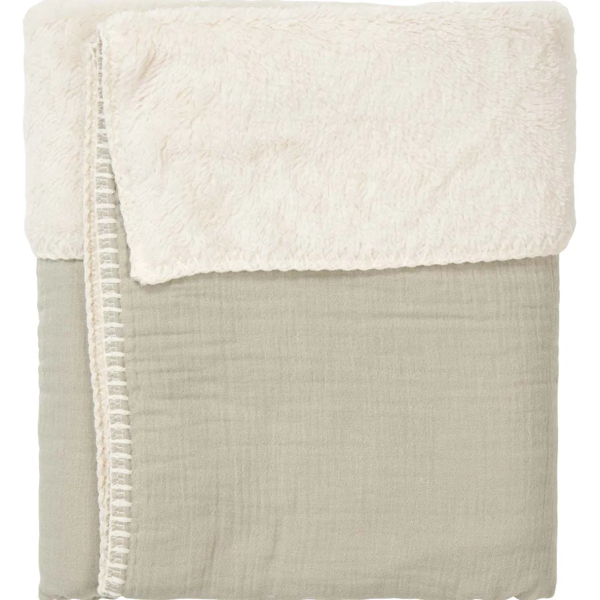 Koeka Bedtextiel * Ledikantdeken Faro Teddy Sage Groen
