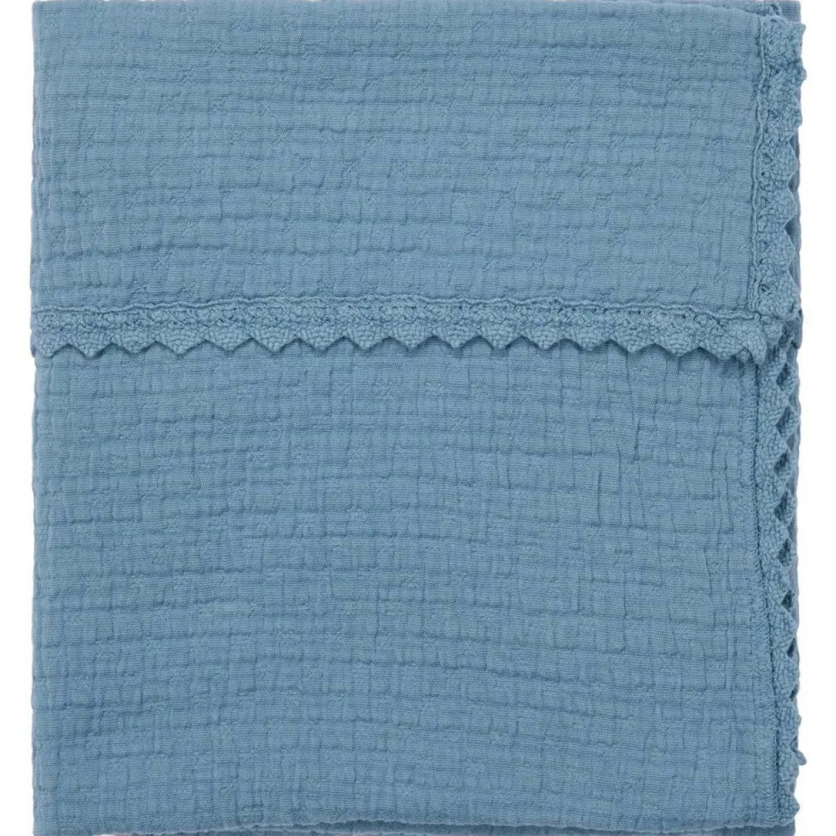 Koeka Bedtextiel * Ledikantdeken Lace Elba Bluestone Blauw