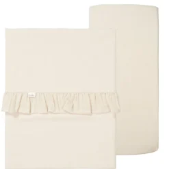 Koeka Bedtextiel * Ledikantlaken en Hoeslaken Set Faro Ruffle Warm White