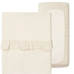 Koeka Bedtextiel * Ledikantlaken en Hoeslaken Set Faro Ruffle Warm White