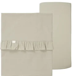 Koeka Bedtextiel * Wieglaken en Hoeslaken Set Faro Ruffle Sage Groen