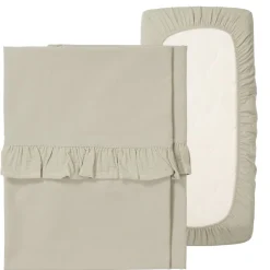 Koeka Bedtextiel * Wieglaken en Hoeslaken Set Faro Ruffle Sage Groen