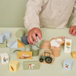Little Dutch Houten Speelgoed|Overig * Bouwblokken Little Farm FSC Multicolor