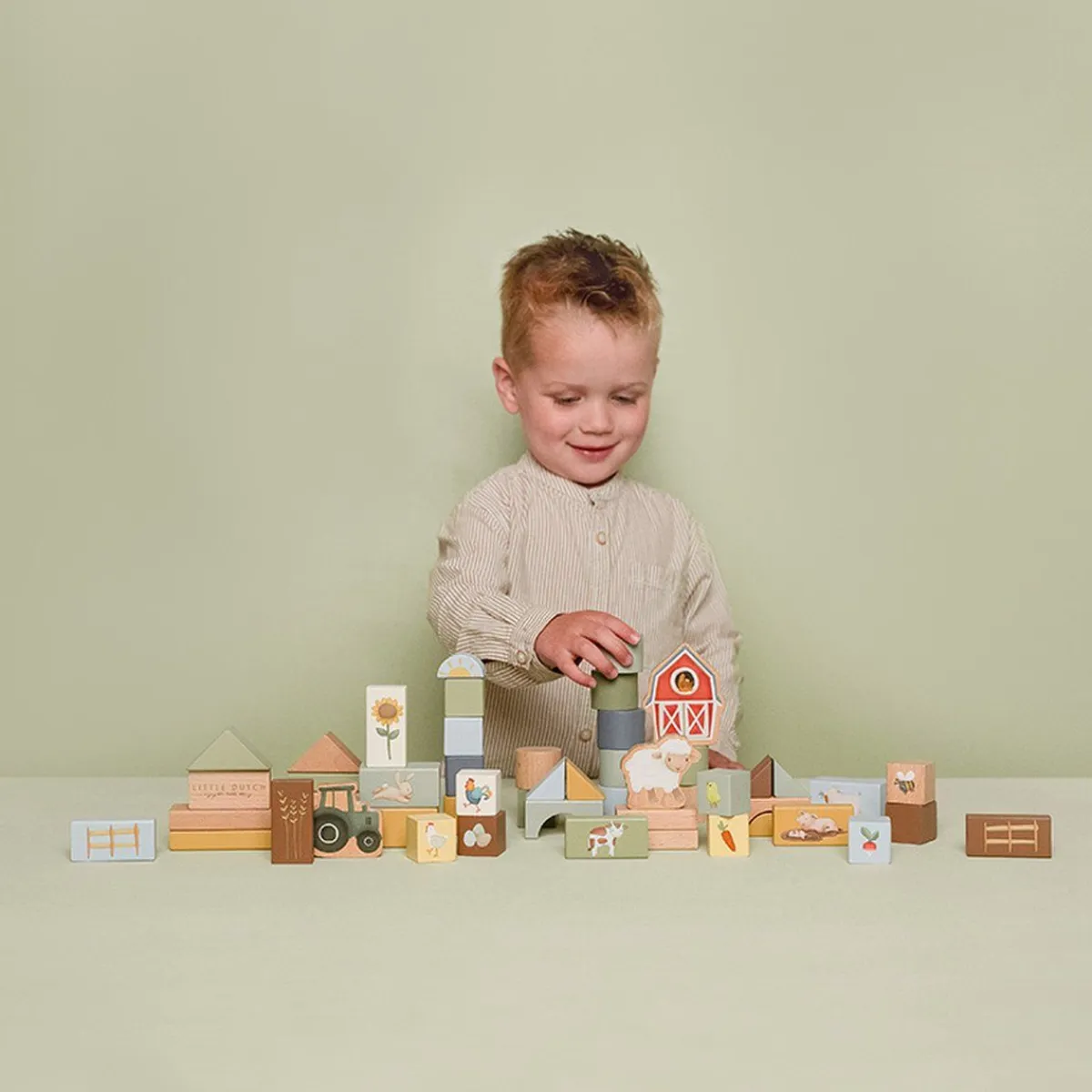 Little Dutch Houten Speelgoed|Overig * Bouwblokken Little Farm FSC Multicolor