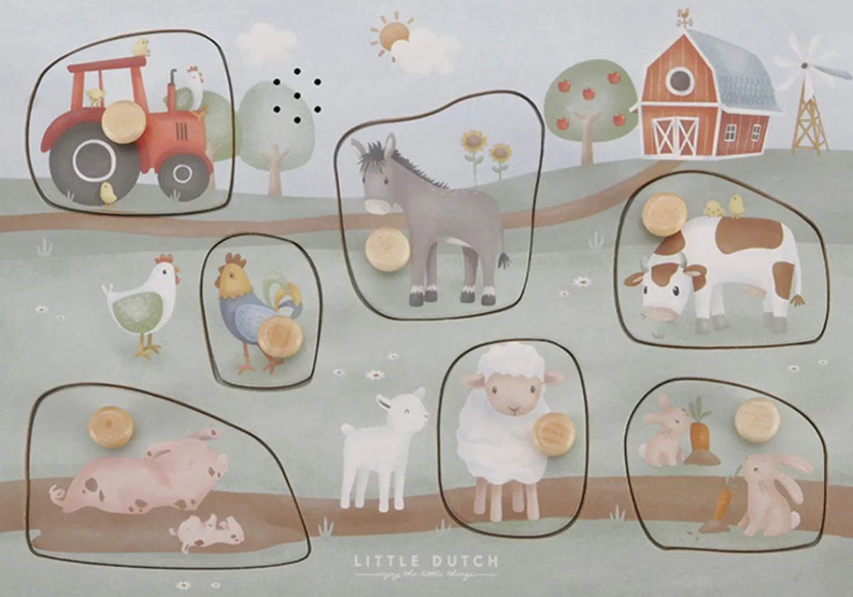 Little Dutch Houten Speelgoed|Overig * Geluidenpuzzel Little Farm FSC Groen