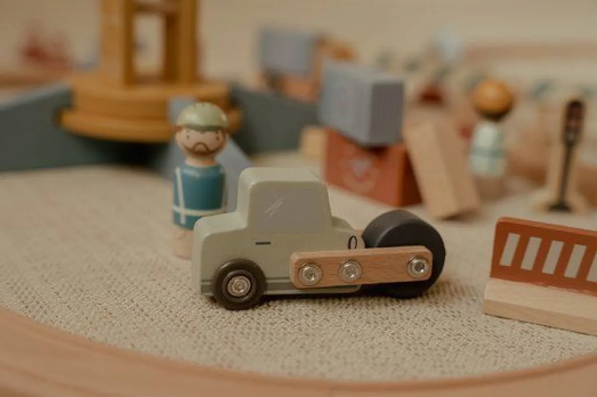 Little Dutch Houten Speelgoed * Hijskraan Set met Treinbaan FSC