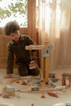 Little Dutch Houten Speelgoed * Hijskraan Set met Treinbaan FSC
