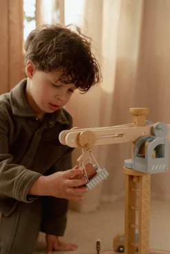 Little Dutch Houten Speelgoed * Hijskraan Set met Treinbaan FSC