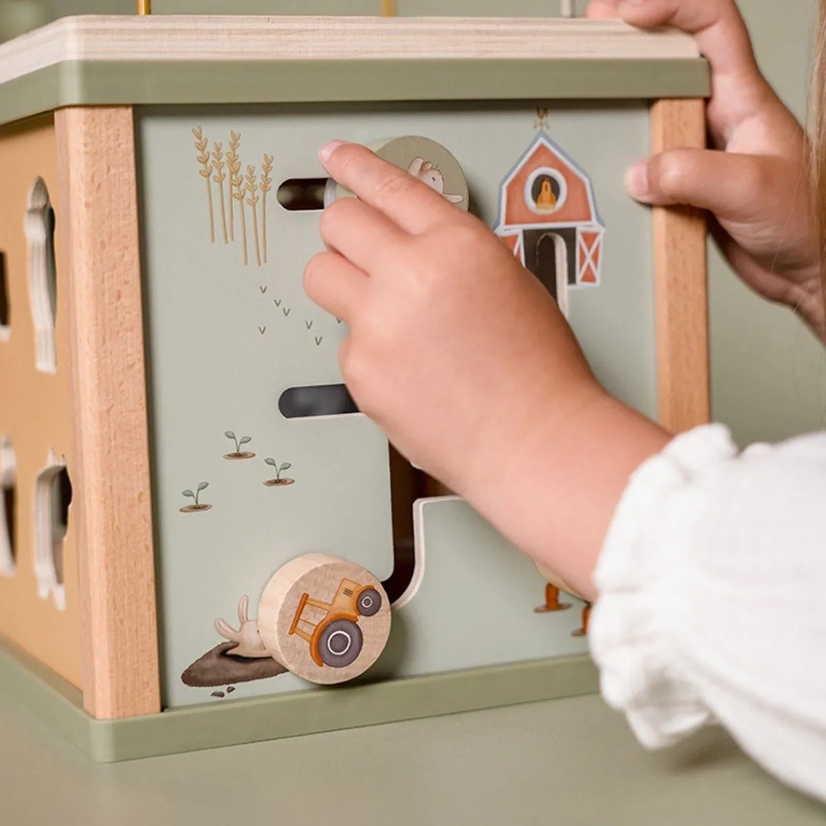 Little Dutch Houten Speelgoed|Overig * Houten Activiteitenkubus Little Farm FSC Multicolor