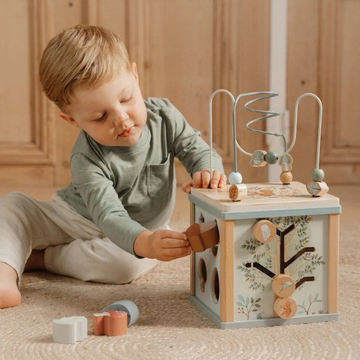Little Dutch Houten Speelgoed|Overig * Houten Activiteitenkubus Forest Friends FSC Roze