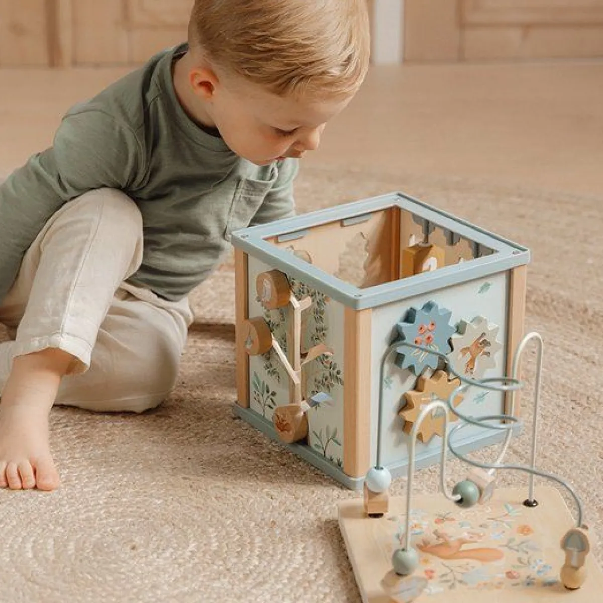 Little Dutch Houten Speelgoed|Overig * Houten Activiteitenkubus Forest Friends FSC Roze