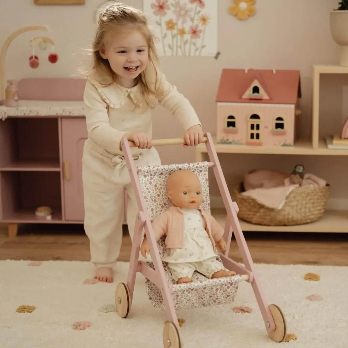 Little Dutch Houten Speelgoed * Houten Poppenbuggy FSC Roze