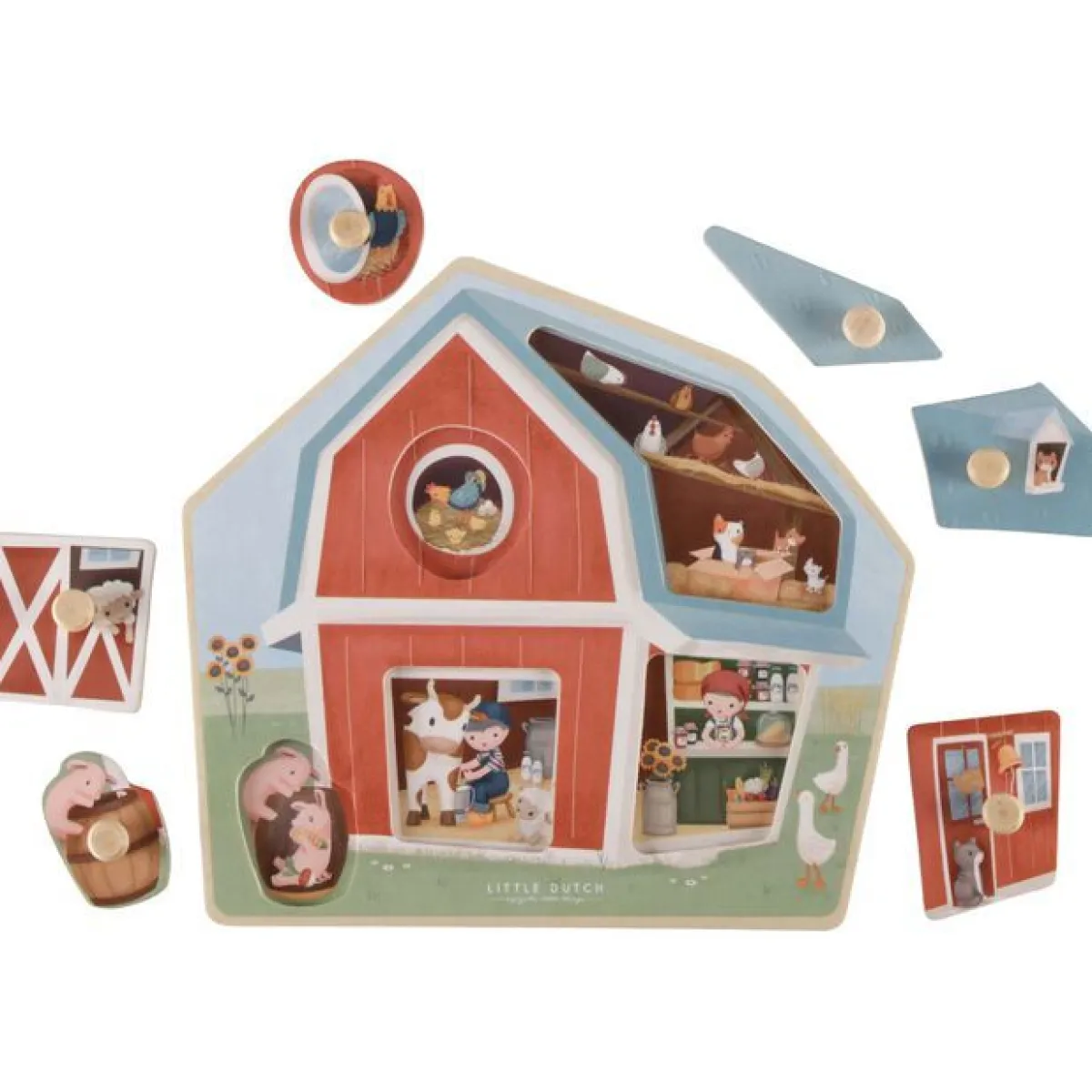 Little Dutch Houten Speelgoed|Overig * Houten Puzzel Little Farm FSC