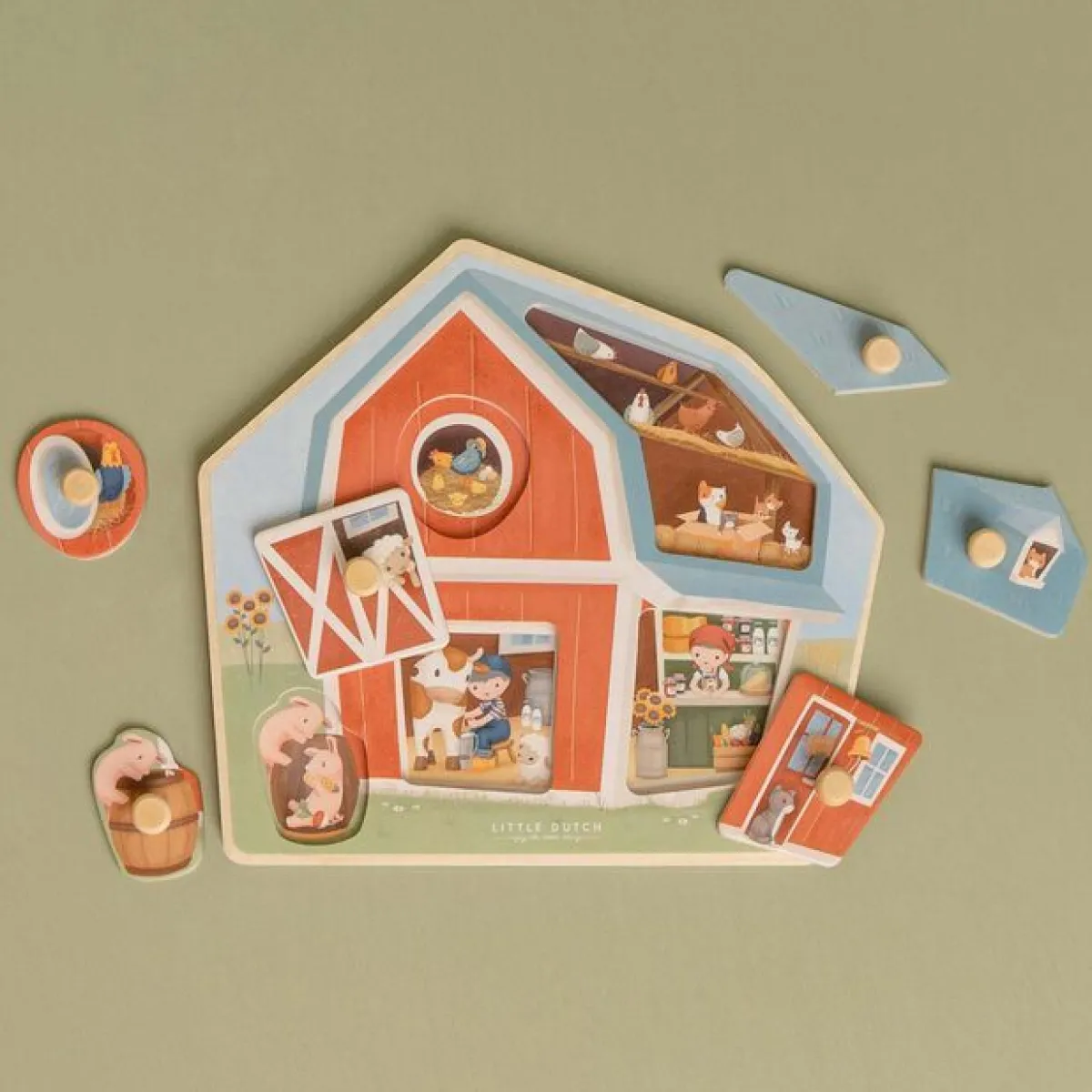 Little Dutch Houten Speelgoed|Overig * Houten Puzzel Little Farm FSC