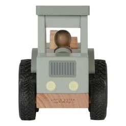 Little Dutch Houten Speelgoed|Overig * Houten Tractor met Trailer Little Farm FSC Groen
