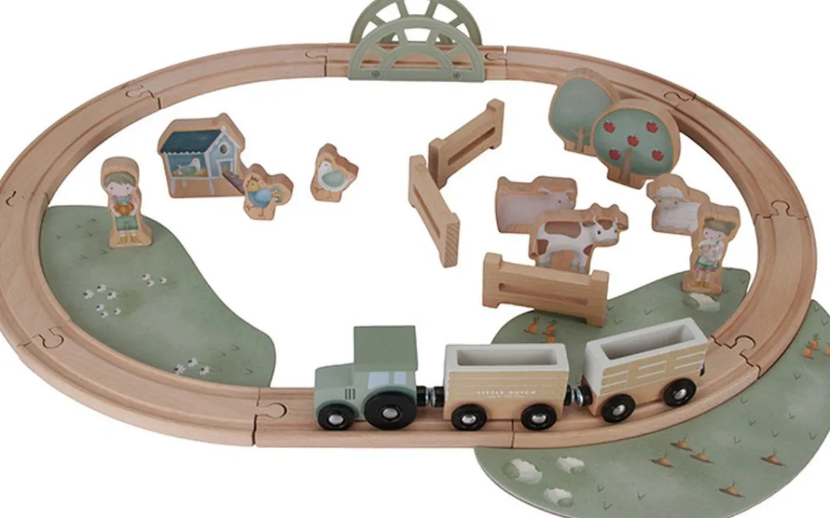 Little Dutch Overig|Houten Speelgoed * Houten Treinset Little Farm FSC