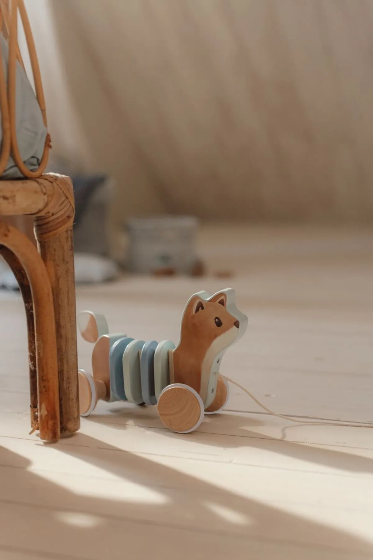 Little Dutch Houten Speelgoed|Overig * Houten Trekdier Vos Forest Friends FSC Blauw