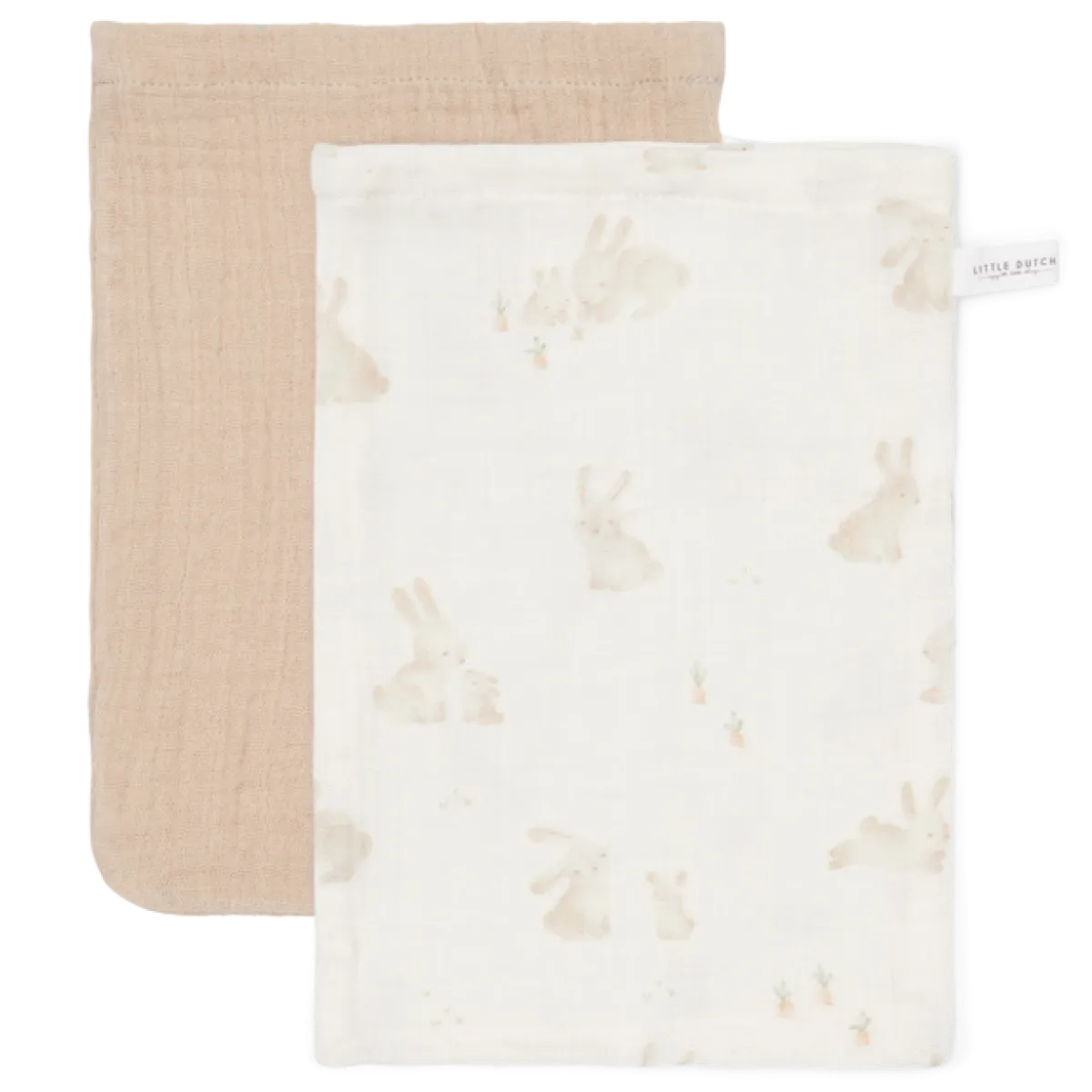 Little Dutch Handdoeken En Washandjes|Bedtextiel * Hydrofiele Washandjes Bunny Beige Multicolor