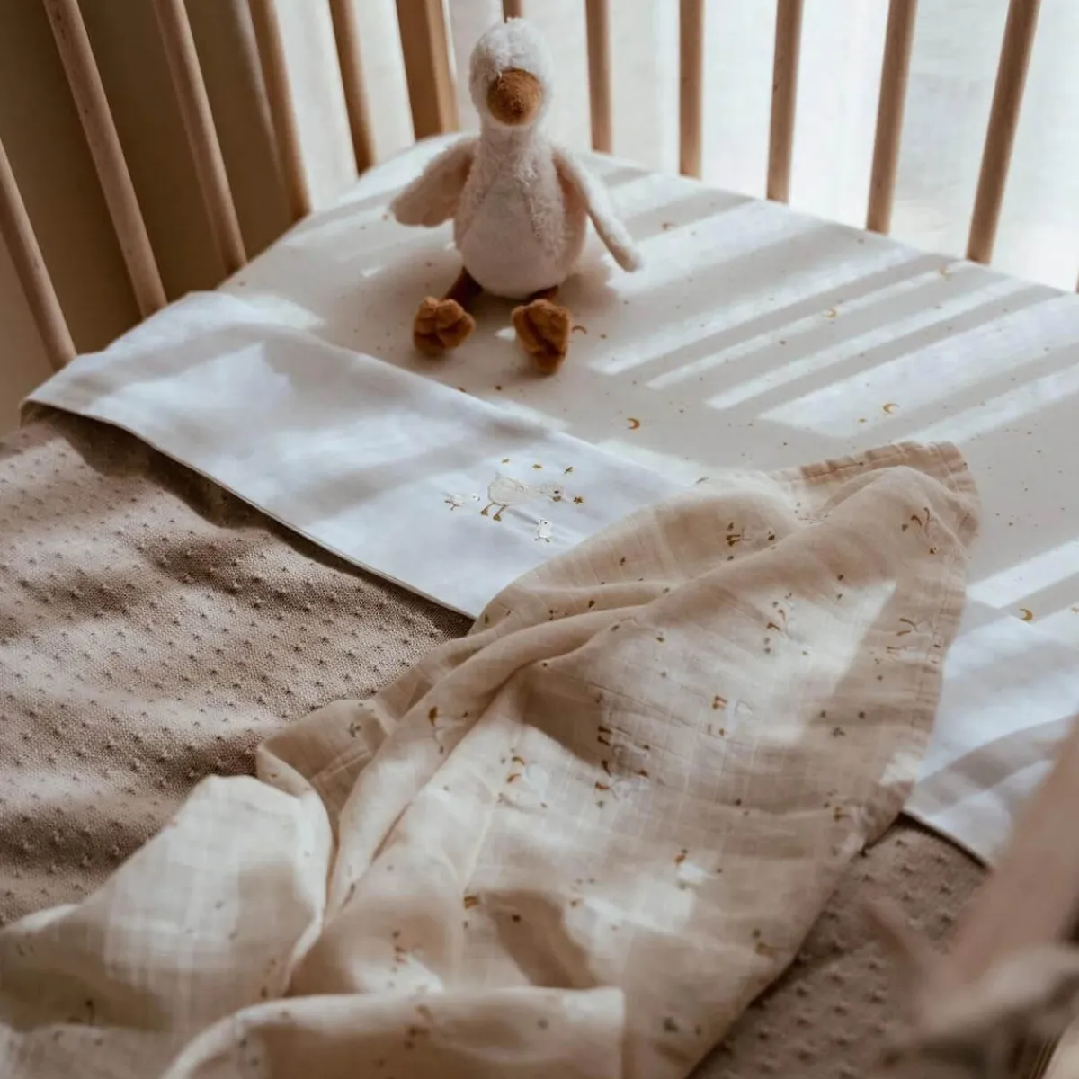 Little Dutch Bedtextiel * Ledikantlaken Little Goose Geborduurd Wit