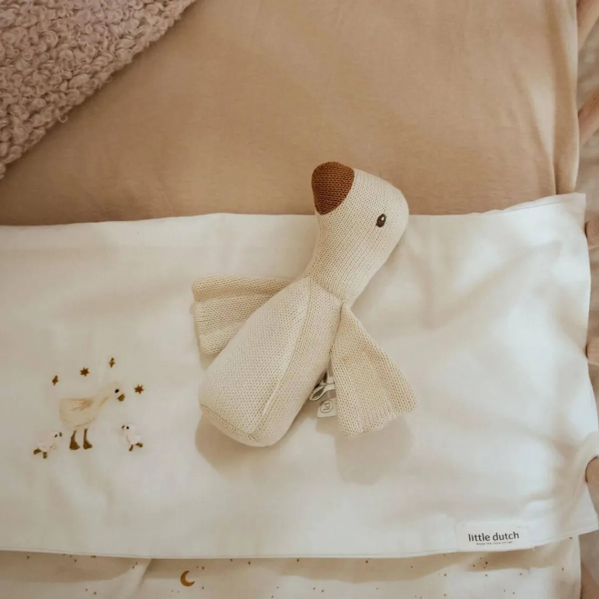 Little Dutch Bedtextiel * Ledikantlaken Little Goose Geborduurd Wit