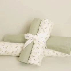 Little Dutch Wikkeldoeken * Swaddle Blueberry Leaves 120 x 120 Groen