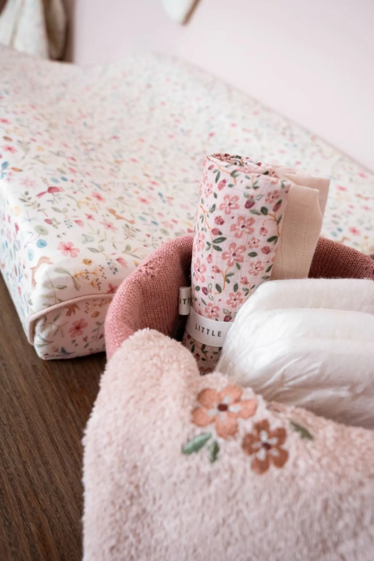 Little Dutch Hydrofiel Luiers|Bedtextiel * Swaddles Hydrofiel Fairy Floral & Blossom Roze