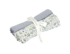 Little Dutch Hydrofiel Luiers|Bedtextiel * Swaddles Hydrofiel Forest Adventure & Denim Blue Blauw
