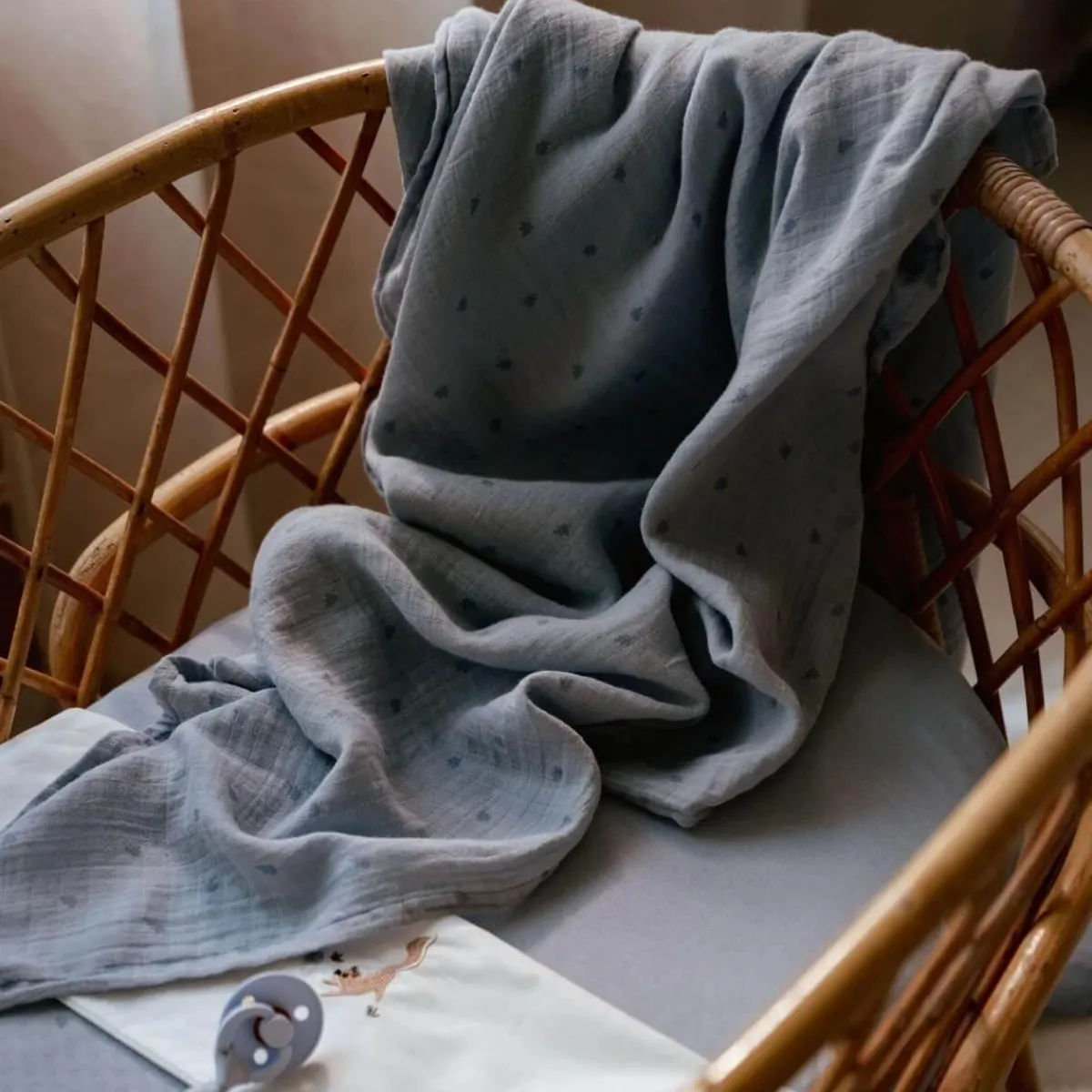 Little Dutch Wikkeldoeken * Swaddles Pure Denim Blue 120 x 120 Blauw
