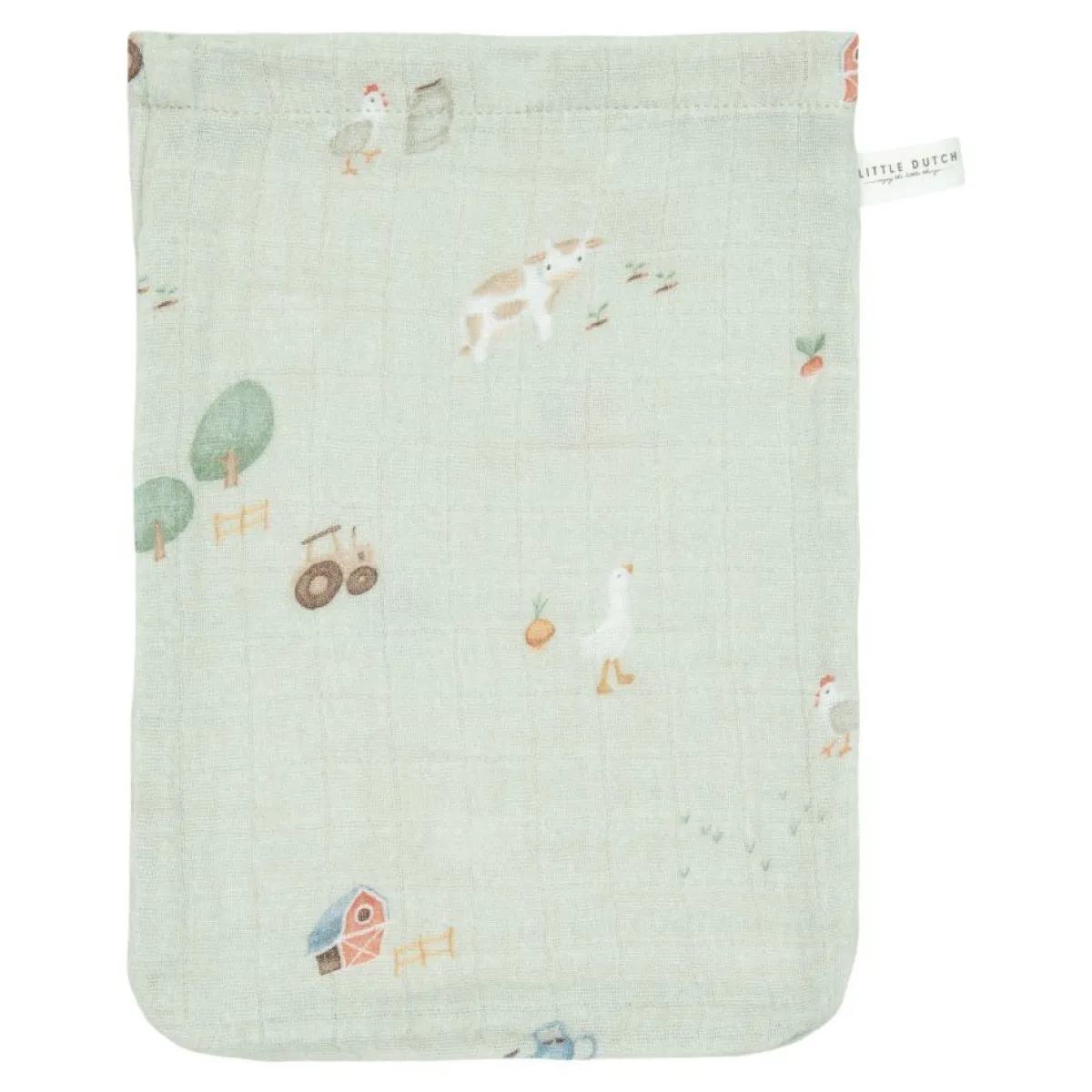 Little Dutch Overige|Handdoeken En Washandjes * Washandjes Hydrofiel Little Farm Olive Multicolor