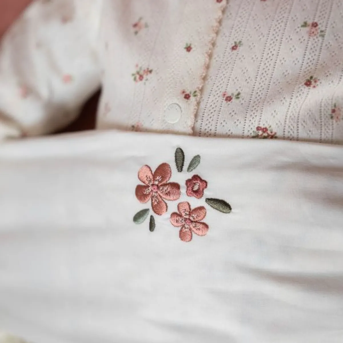 Little Dutch Bedtextiel * Wieglaken Fairy Flowers Geborduurd Wit