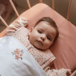 Little Dutch Bedtextiel * Wieglaken Fairy Flowers Geborduurd Wit